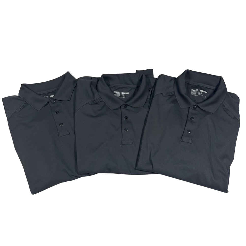 Lot of 3 5.11 Tactical Performance Polo Mens Large Black Short Sleeve Shirt Work